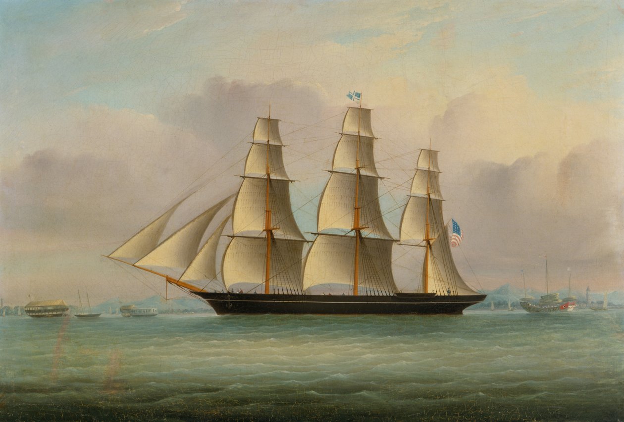 Navio Clipper "Sea Witch" (óleo sobre tela) de School Chinese