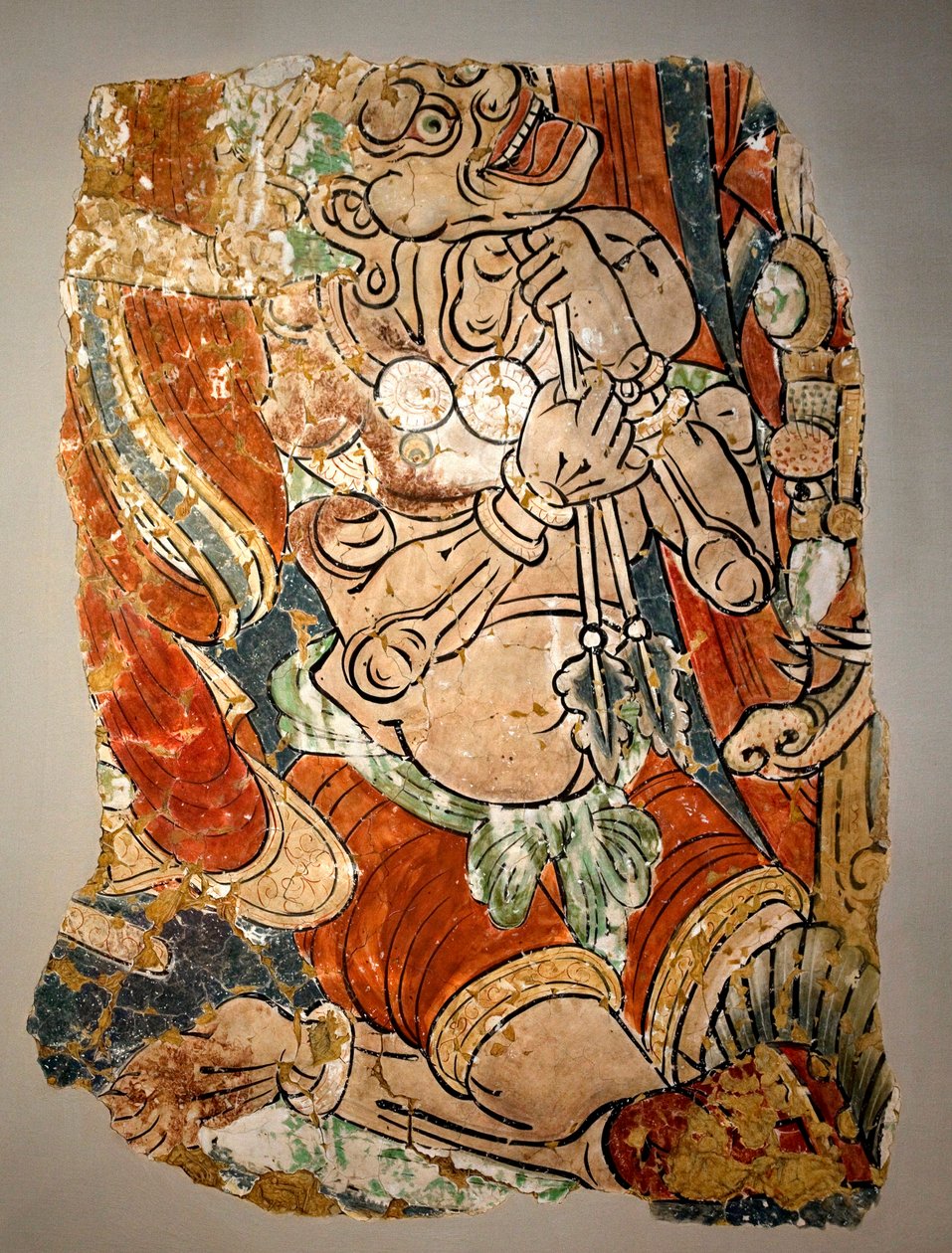 Monstro demoníaco. Réplica de um fragmento de uma parede pintada de Cave 15 de Bezeklik, Tourfan (China) de School Chinese