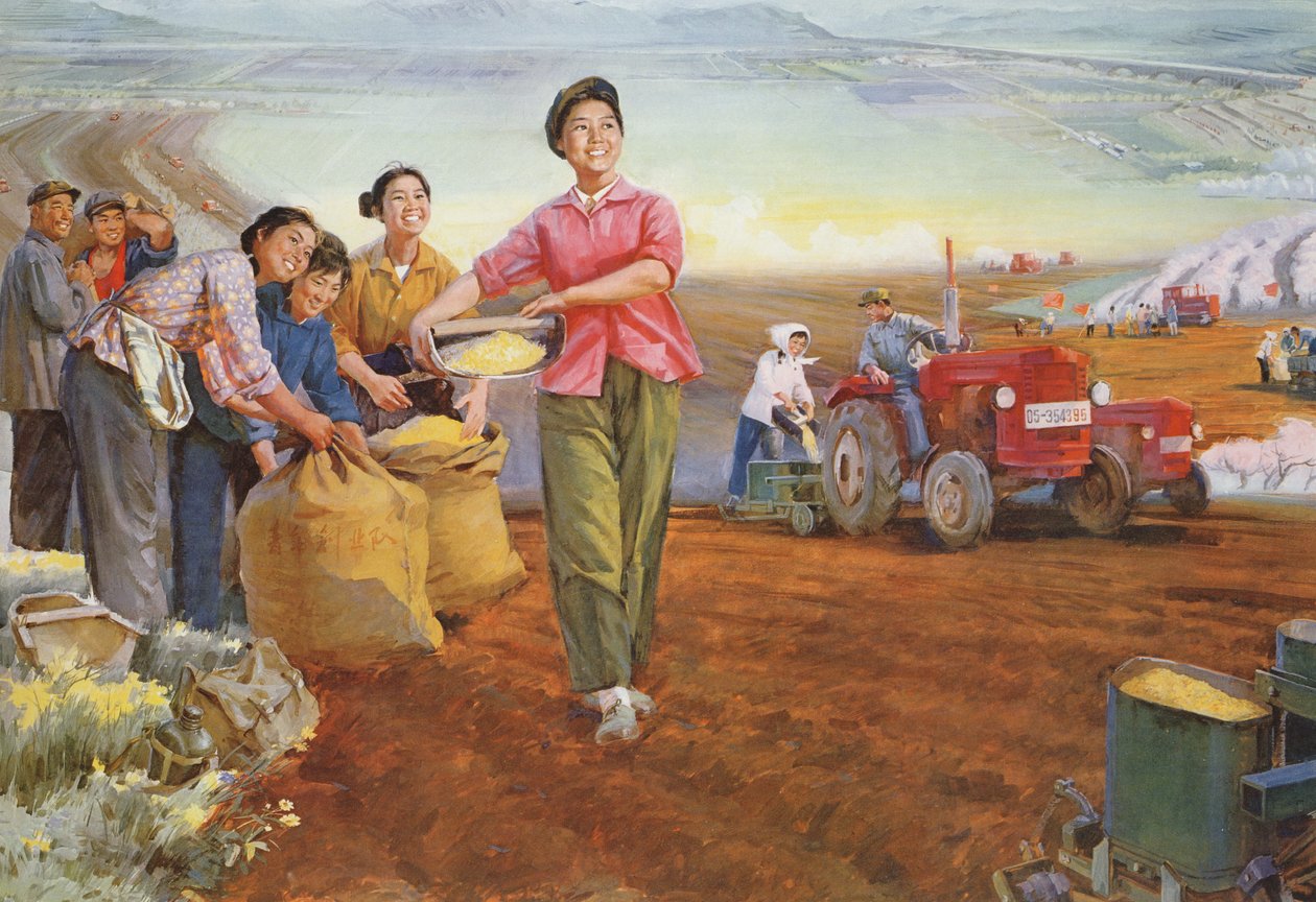 "Terra cheia de primavera", cartaz de propaganda da Revolução Cultural Chinesa de School Chinese