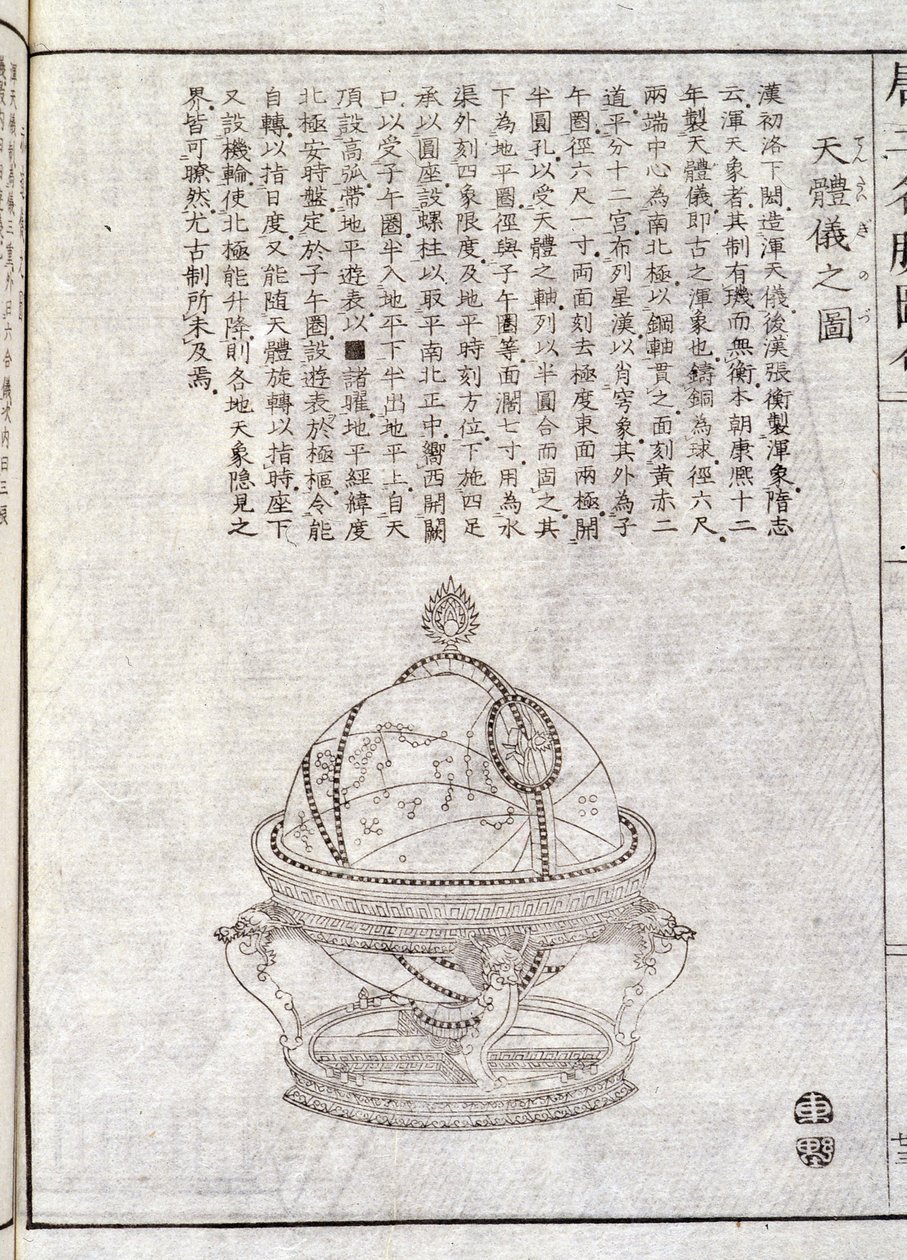 Globo terrestre - Documento chinês. Gravura anónima. Col. Selva. de School Chinese