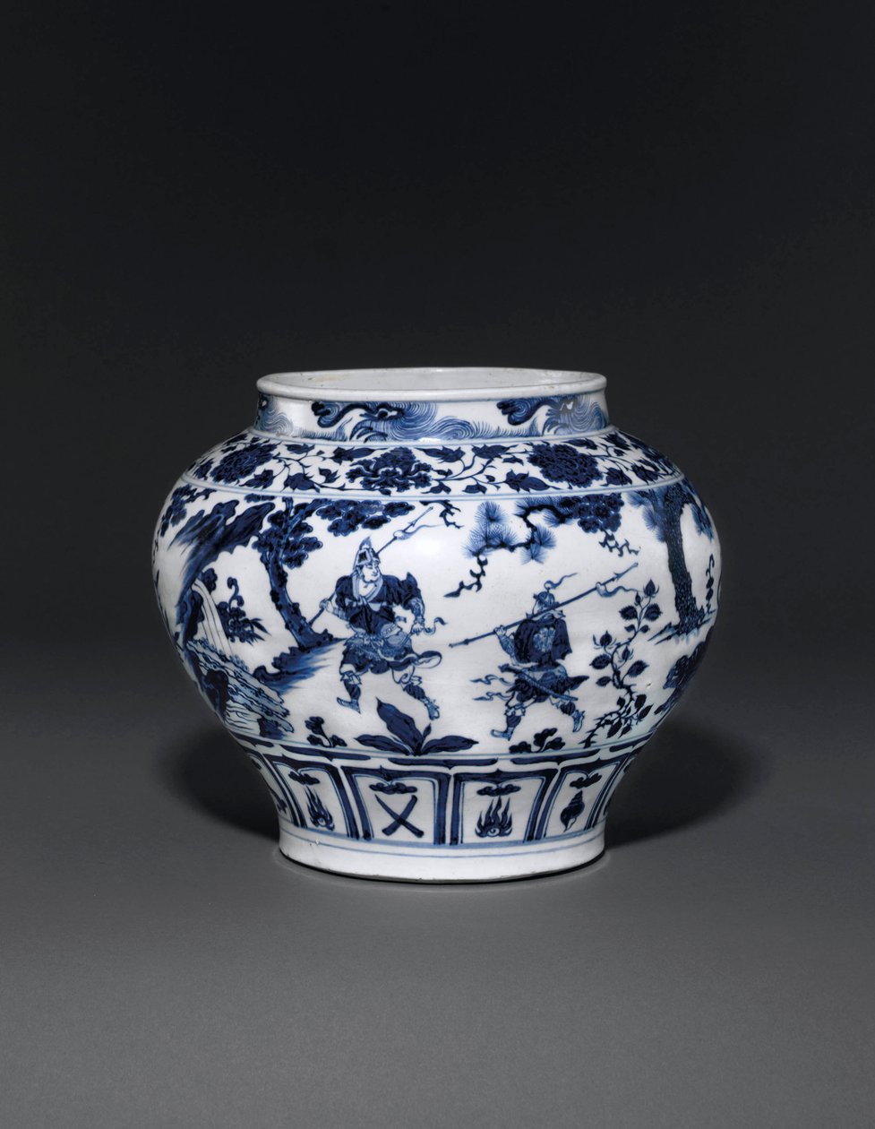 Frasco azul e branco excepcionalmente raro e importante, Dinastia Guan Yuan, meados do século 14 (cerâmica) (ver também 469089 a 469093) de School Chinese