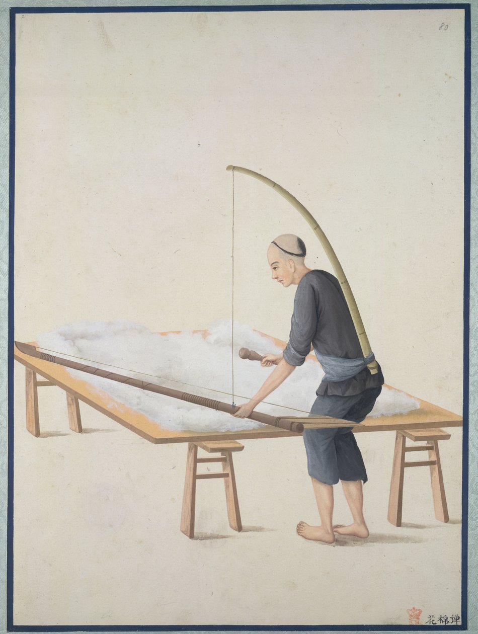 Algodão fofo, para colchas, c.1800 (aquarela sobre papel) de School Chinese