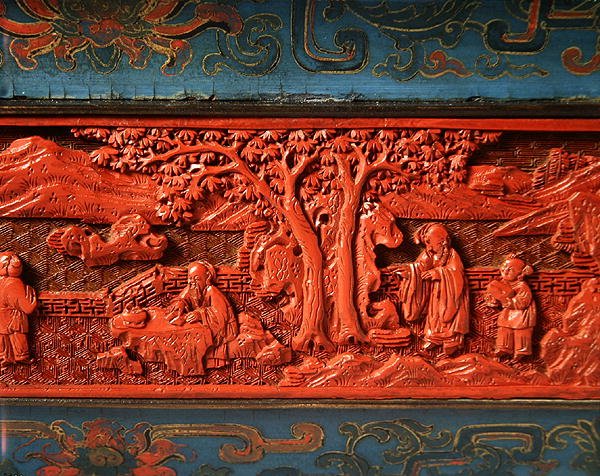 Jardiniere, Qianlong period (1736-95) (madeira lacada) (detalhe de 272175) de School Chinese
