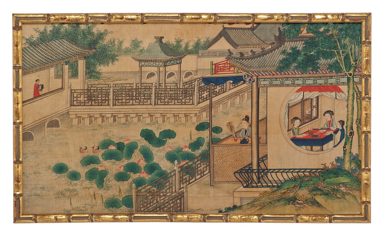 Uma das vinte e quatro cenas de Dream of the Red Chamber de School Chinese