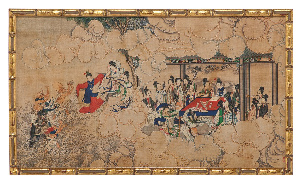 Uma das vinte e quatro cenas de Dream of the Red Chamber de School Chinese