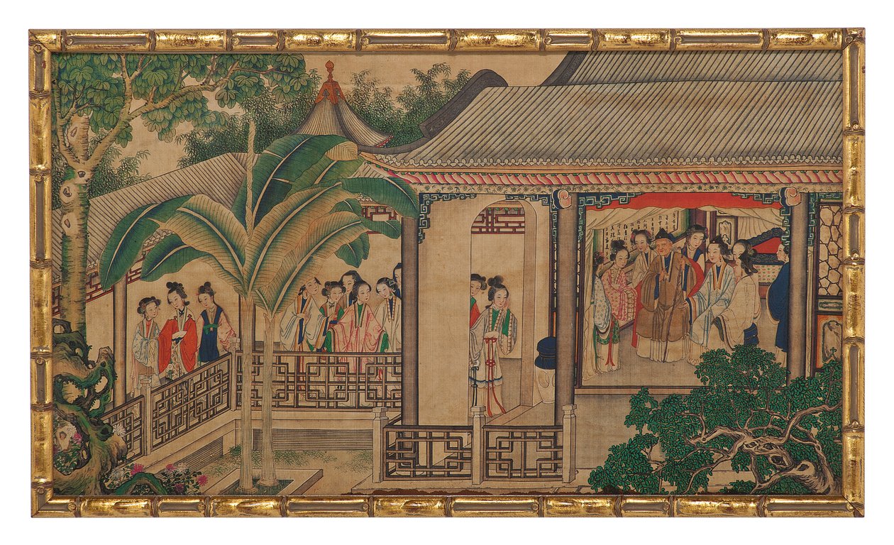 Uma das vinte e quatro cenas de Dream of the Red Chamber de School Chinese