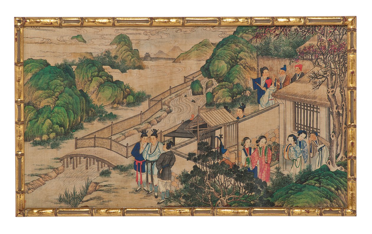 Uma das vinte e quatro cenas de Dream of the Red Chamber de School Chinese