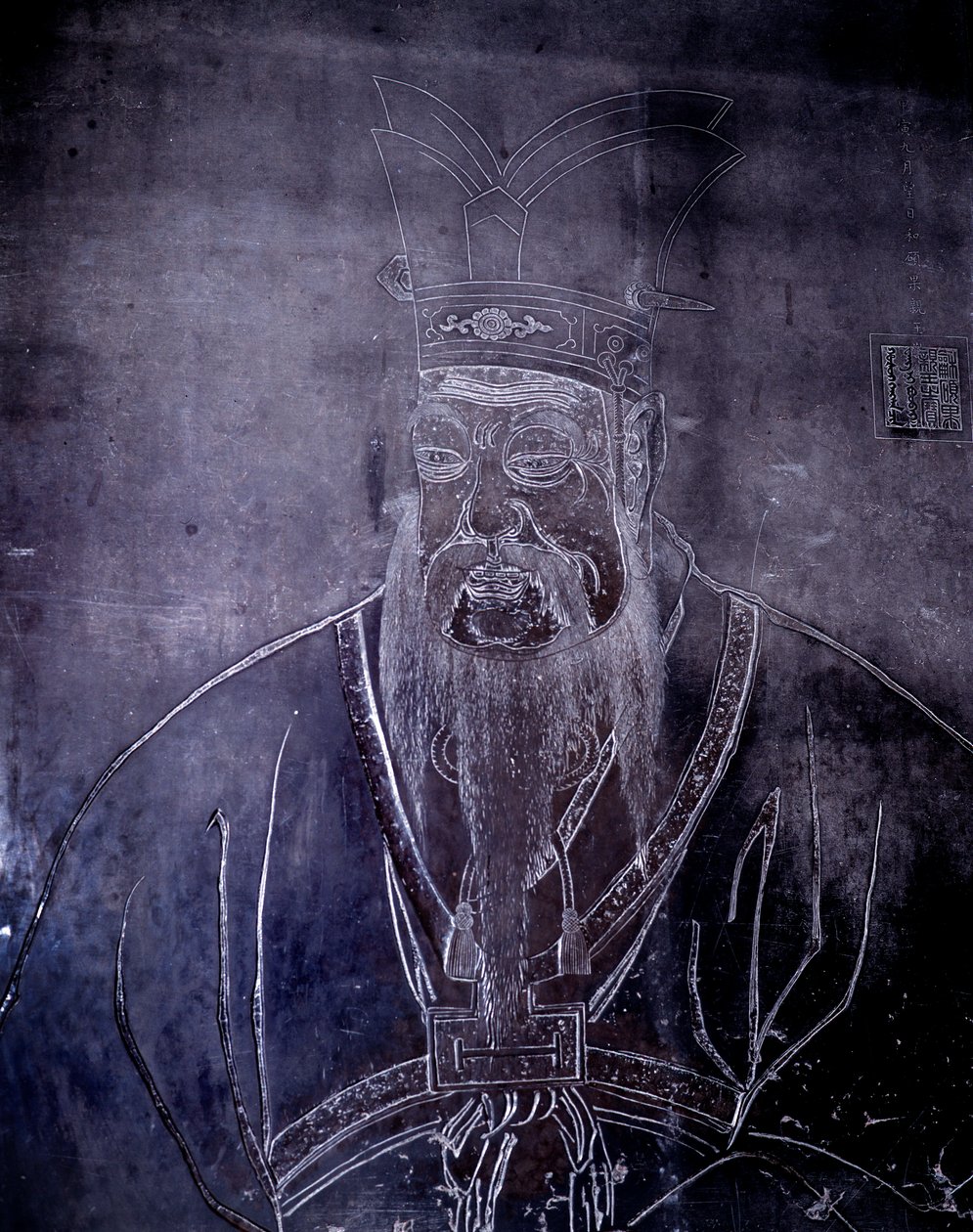 Retrato da Filosofia Chinesa Confucius (551-479 AC), Grave Stone, Museu de Xangai de School Chinese