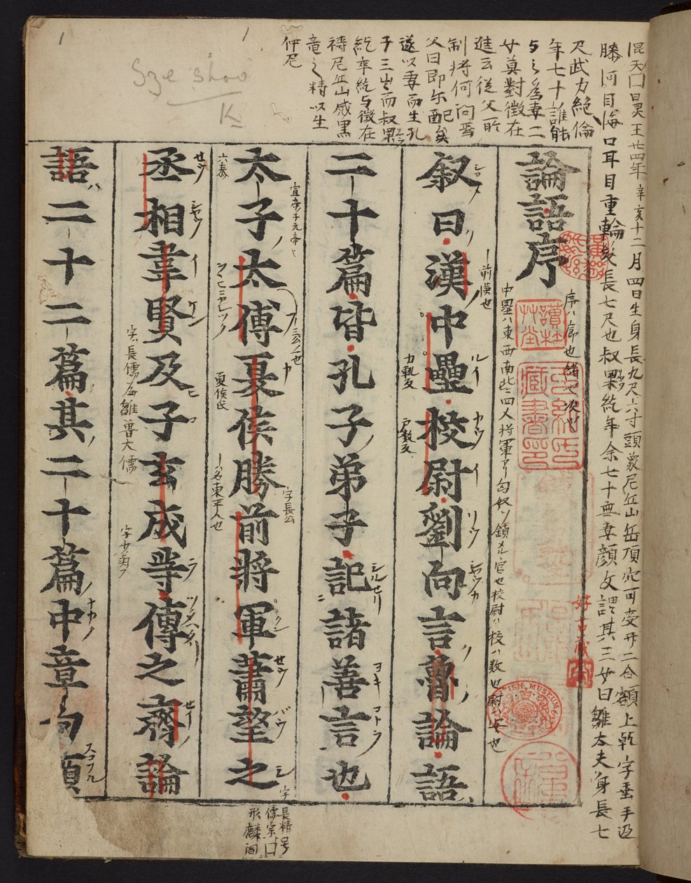Página de título de Rongo 論語 ou 