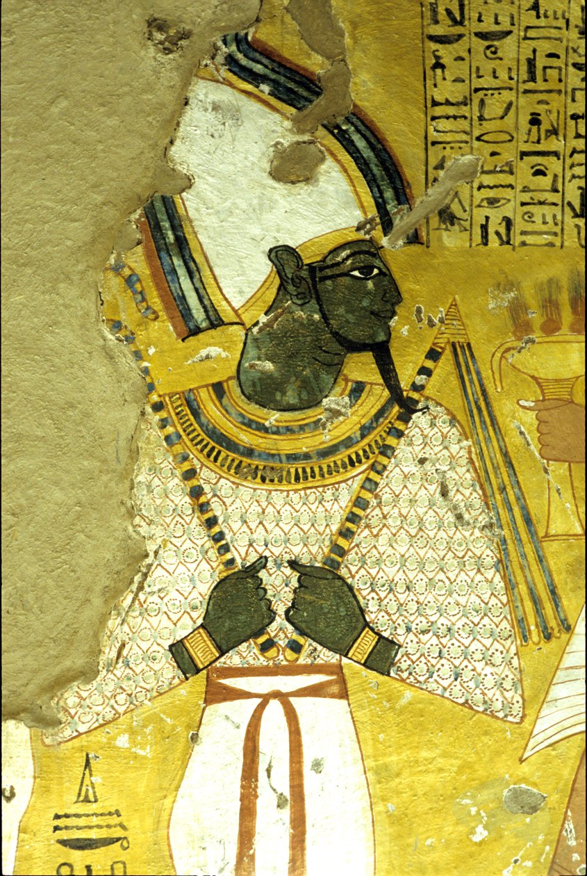 Antigo Egipto, Pintura mural Túmulo de Inherkhau, Tebas, Túmulo dos Nobres, 20ª dinastia, Osíris, Deus da vida após a morte (foto) de School Egyptian