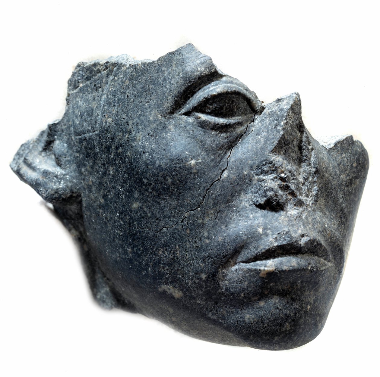 Arte Egípcia Antiga: Chefe do Rei Sesostris III. Fragmento de estátua. Escultura em granito negro, cerca de 1900 a.C. (12ª dinastia, cerca de 1963-1786). Paris, Musee Du Louvre de School Egyptian