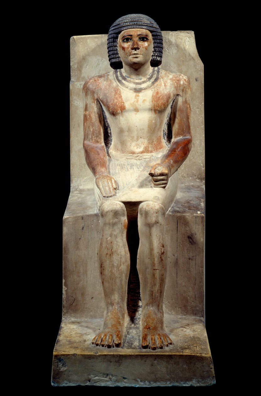 Antiquite egípcia: estatueta calcária de Kai, administrador do chacal. De Saqqara. Antigo império, 5ª dinastia. Paris, Museu do Louvre. de School Egyptian