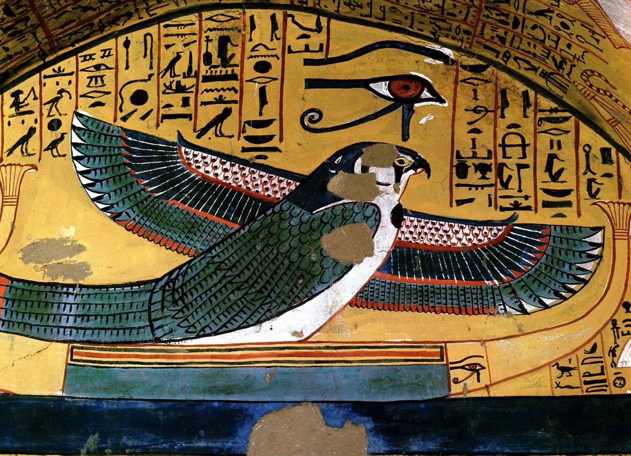 Luxor - Tebas: margem esquerda do Nilo. Deir el Medineh: necrópole dos artesãos. Túmulo de Sennedjem. XVIII Dinastia. representação do deus Hórus de School Egyptian