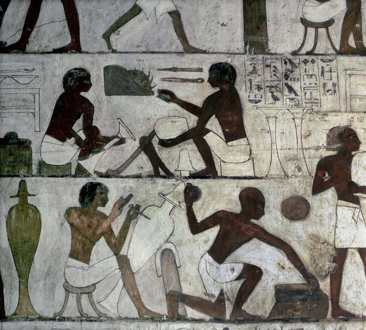 Luxor Tebas: Necrópole dos Nobres, Túmulo de Rekhmire, artesãos. de School Egyptian