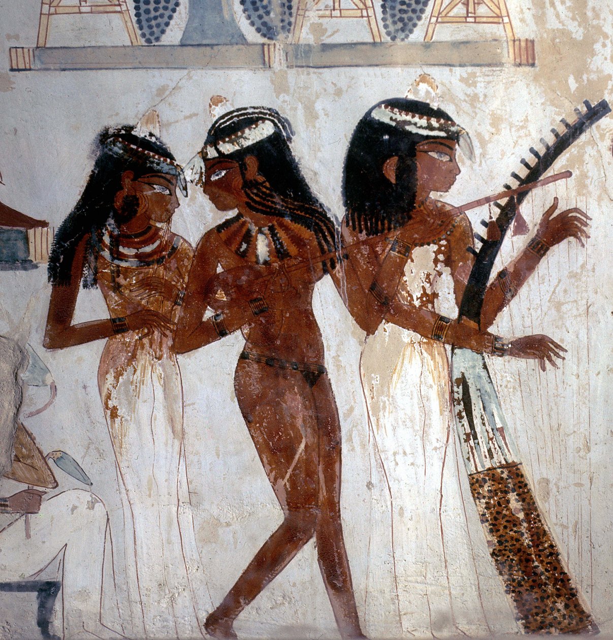 Luxor Tebas: Necrópole dos Nobres, túmulo de Nakht (18ª Dinastia), músicos. Vale dos Nobres de School Egyptian