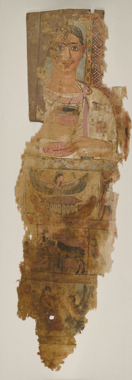 Retrato Sudário de um Jovem, primeira metade do século IV (linho revestido com gesso e tinta, montado sobre madeira) de School Egyptian