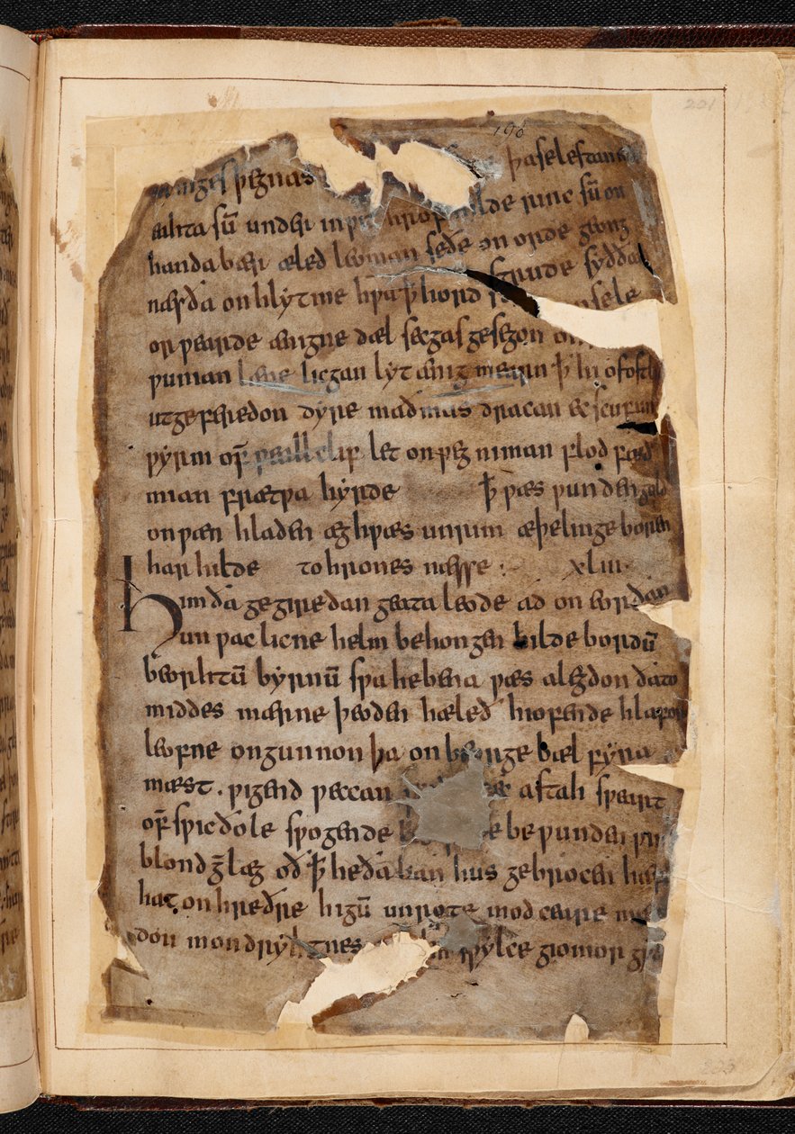 Uma página do Beowulf a partir de fólios por vezes chamada O 
