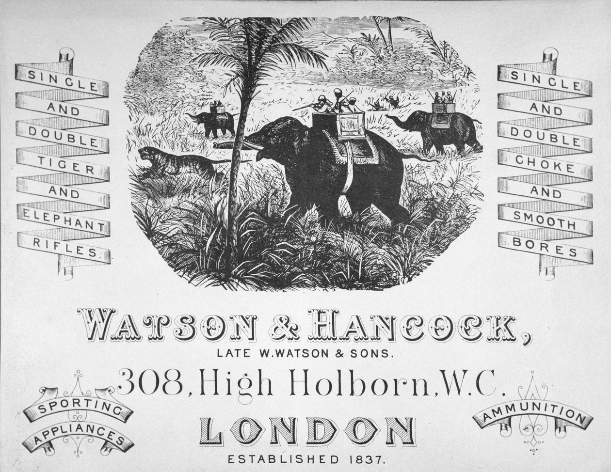 Anúncio para fabricantes de armas Watson & Hancock, c.1900 (litho) de School English