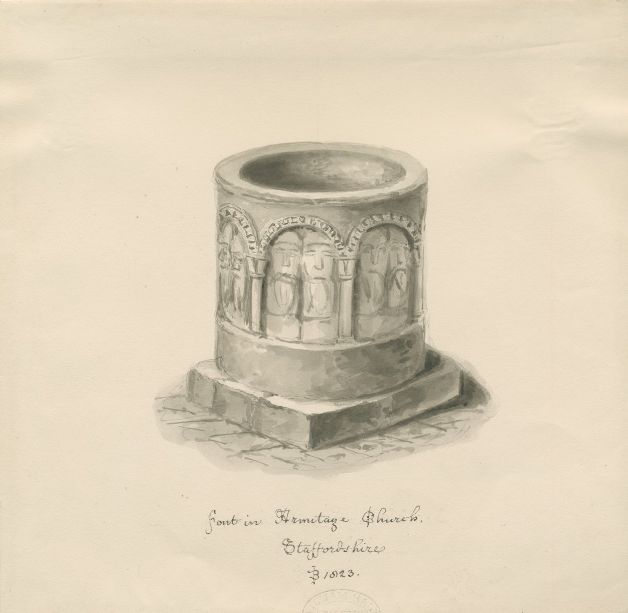 Igreja Armitage - Porta Sul: gravura, nd [?1823] (imprimir) de School English