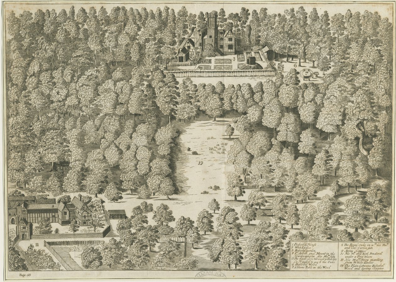 Boscobel House: gravura, nd [1809] (imprimir) de School English