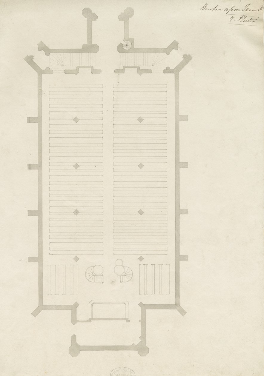 Burton-upon-Trent - Igreja da Santíssima Trindade: desenho, nd [ 1820] (desenho) de School English