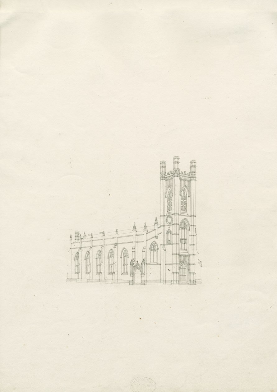 Burton-upon-Trent - Igreja da Santíssima Trindade: desenho, nd [ 1820] (desenho) de School English