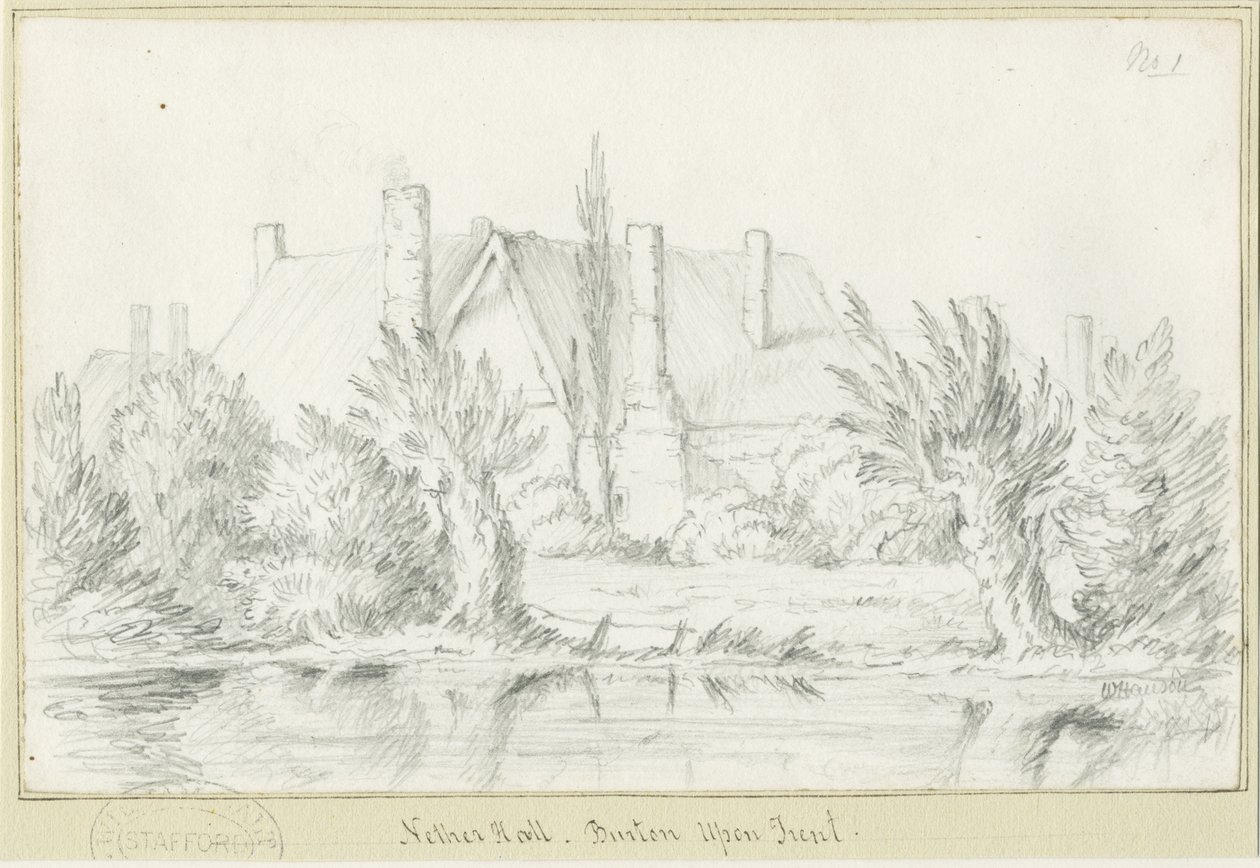 Burton-upon-Trent - Nether Hall: desenho a lápis, nd [?19 cent] (desenho) de School English