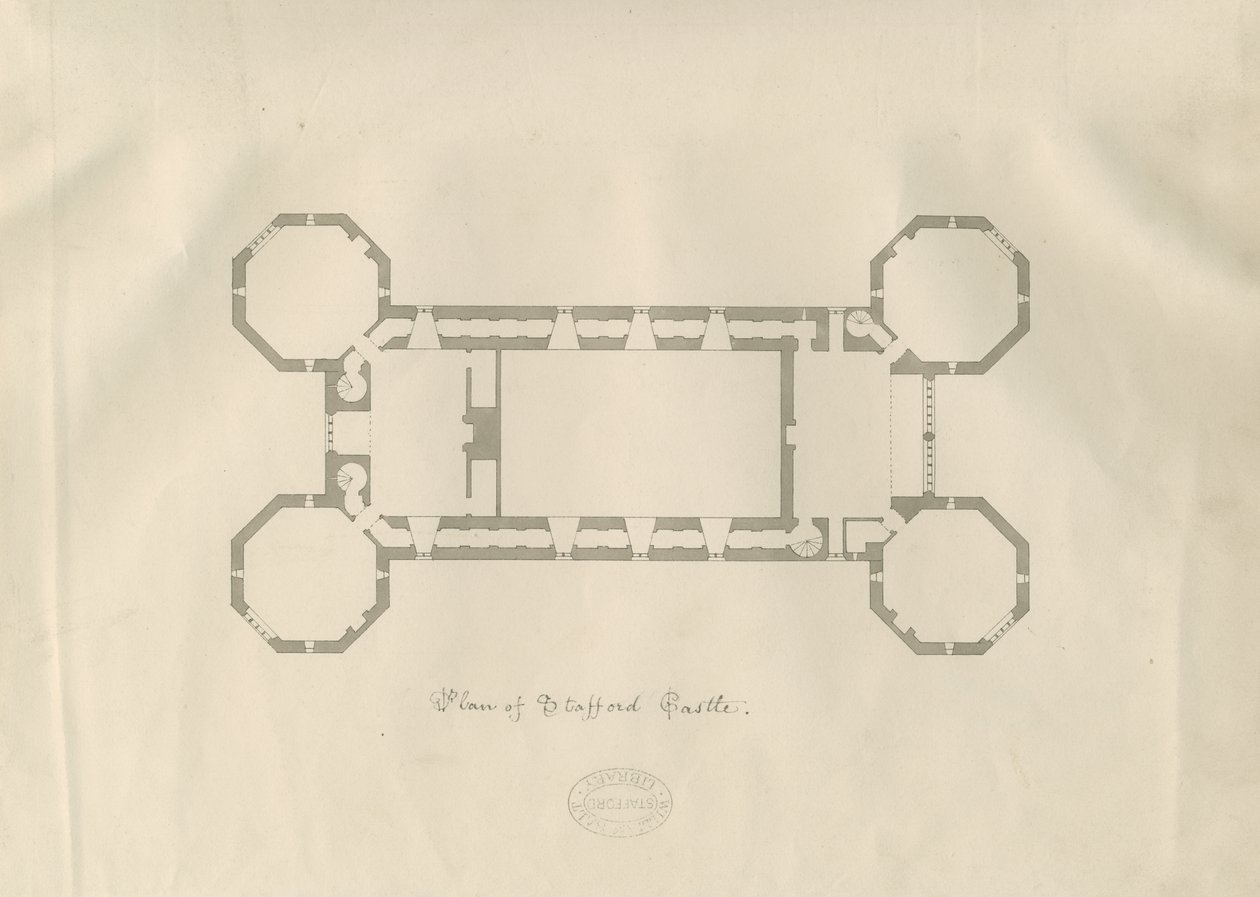 Igreja do Castelo - Castelo de Stafford: caneta e desenho de lavagem, nd [19 cêntimos] (desenho) de School English