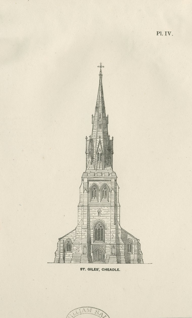 Cheadle - Igreja de São Giles: gravura em madeira, nd [19 cêntimos] (estampado) de School English