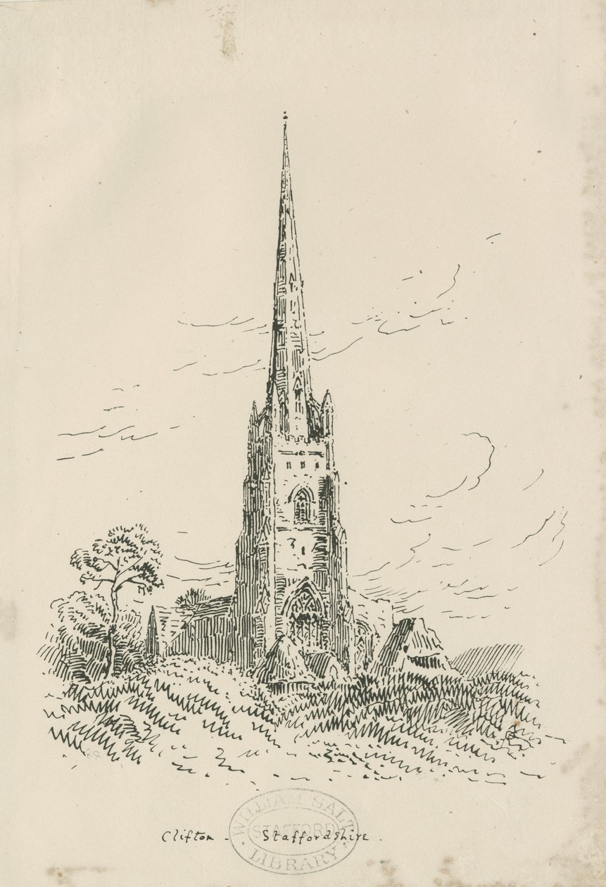 Igreja Clifton Campville: litografia, nd [?c 1870] (imprimir) de School English
