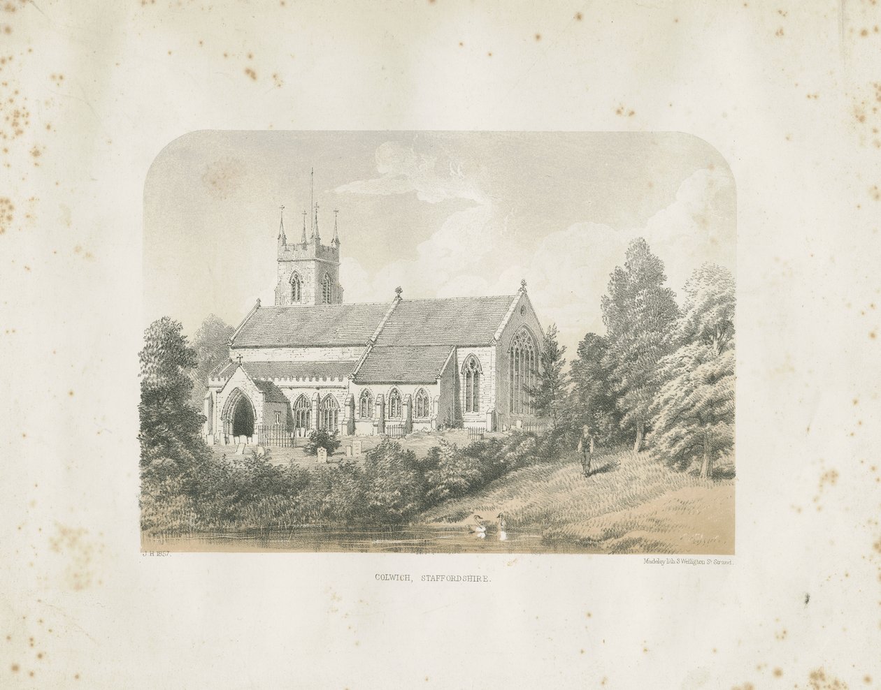 Igreja Colwich: litografia colorida de School English