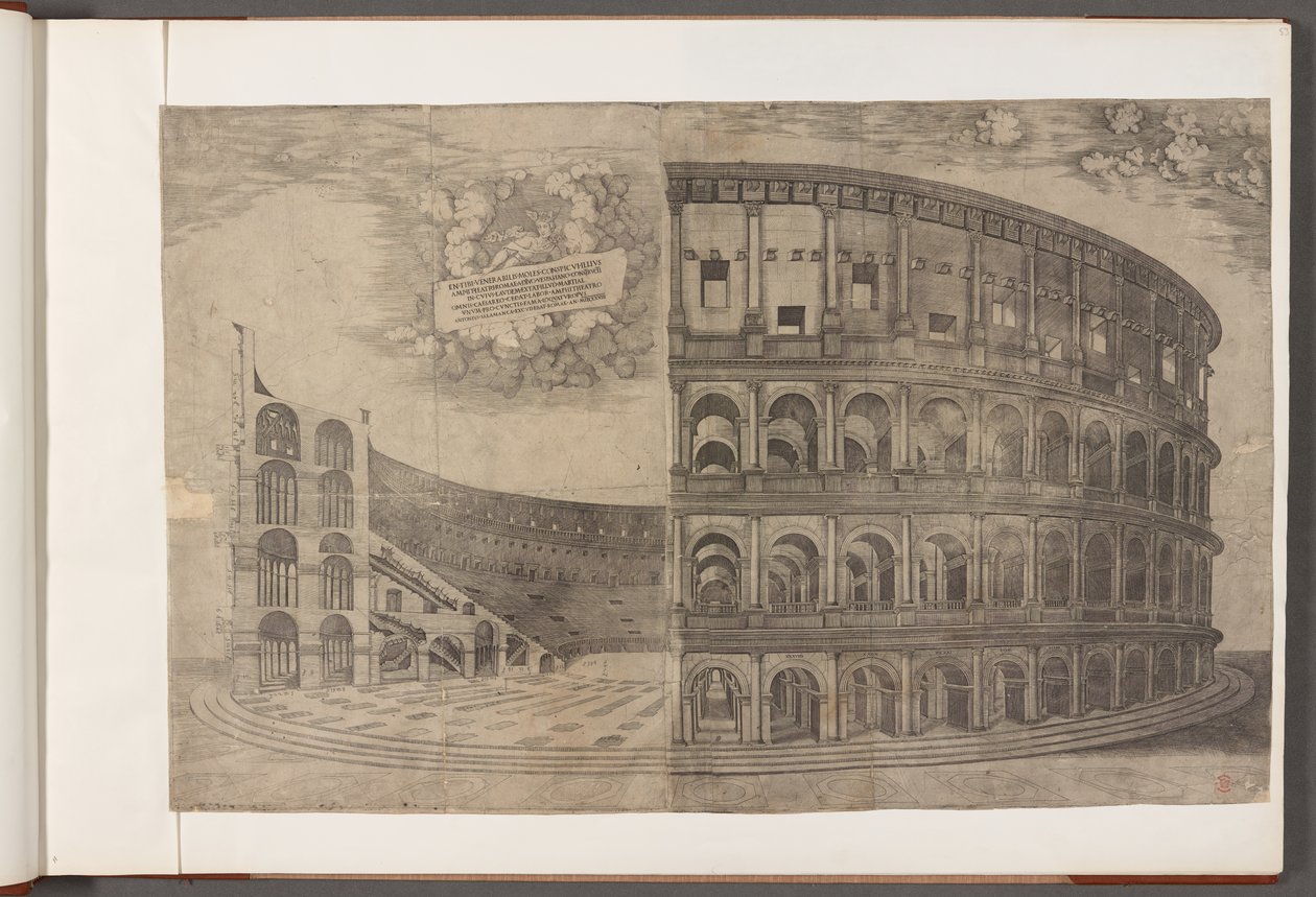 Algodão Augusto III, f.53 O coliseu. Estampas de edifícios antigos, arte e cenas relacionadas, principalmente em Roma de School English
