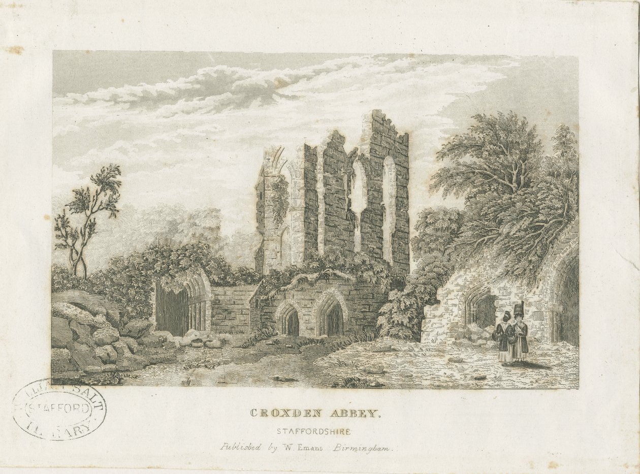 Croxden Abbey: gravura em metal aço, nd [séc. XIX] (impressão) de School English
