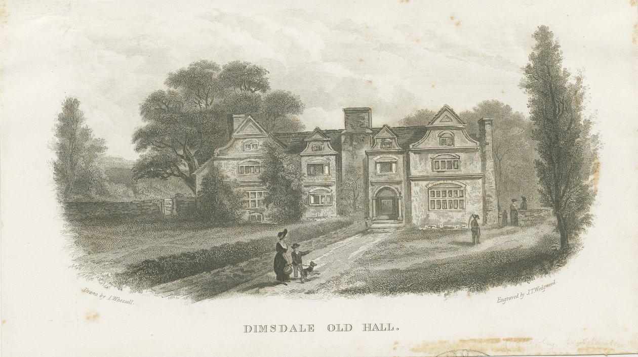 Dimsdale Old Hall: gravura (vinheta), nd [?19 cent] (impressão) de School English