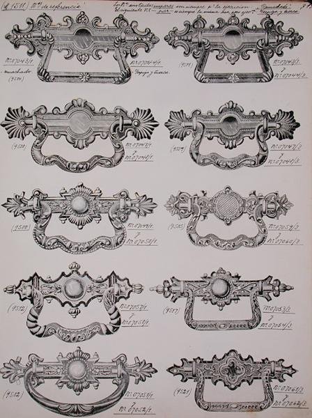 Batentes de porta, de um catálogo comercial de produtos e acessórios domésticos, c.1890-1910 (litho) de School English