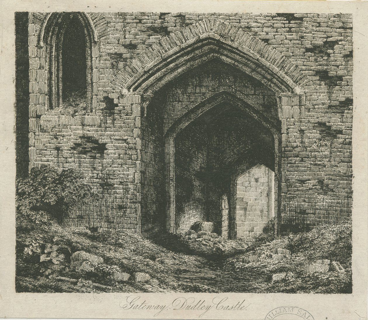 Dudley Castle - The Gatehouse: etching, nd [?19 cent] (estampado) de School English