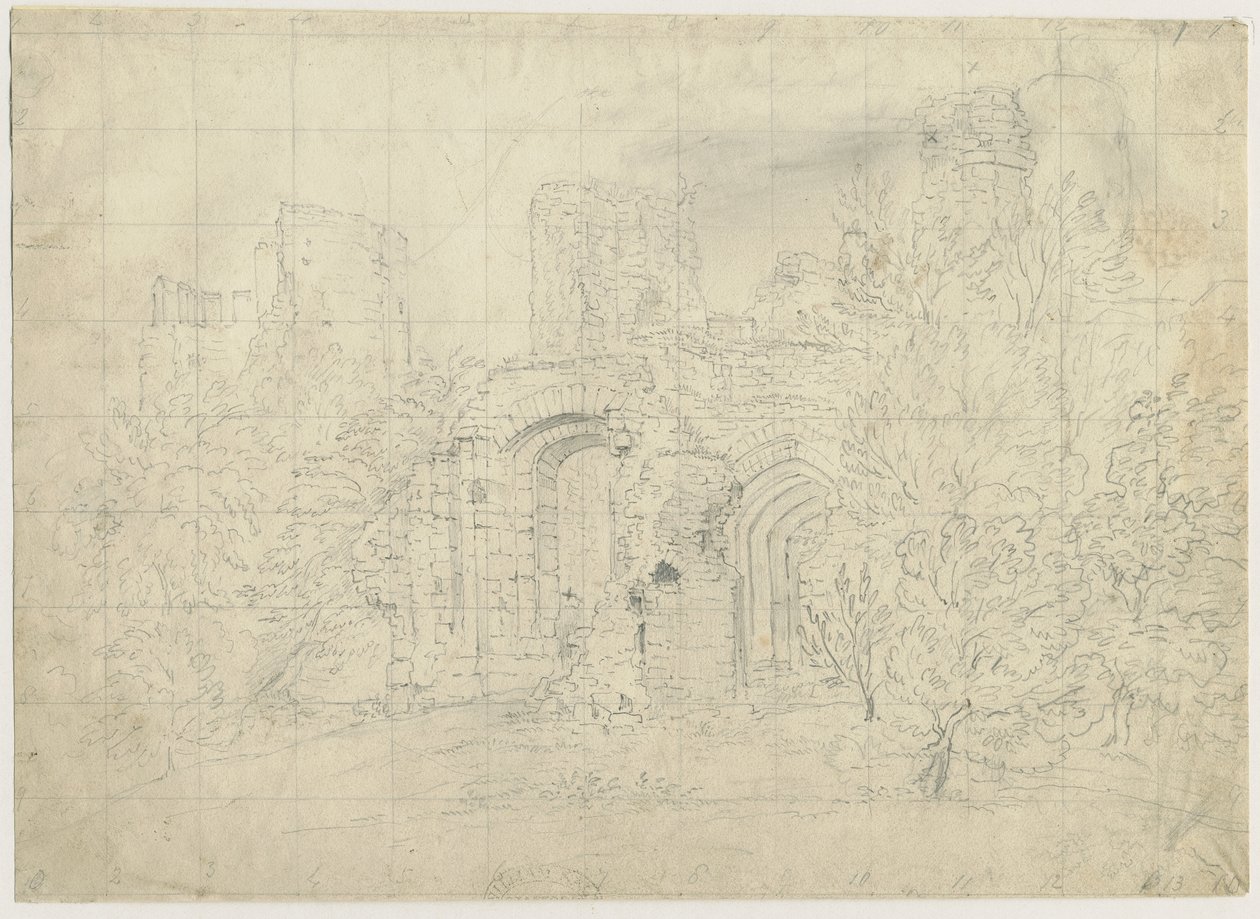 Dudley Castle - o Barbican: desenho a lápis, sd [ Séc. 19] (desenho) de School English
