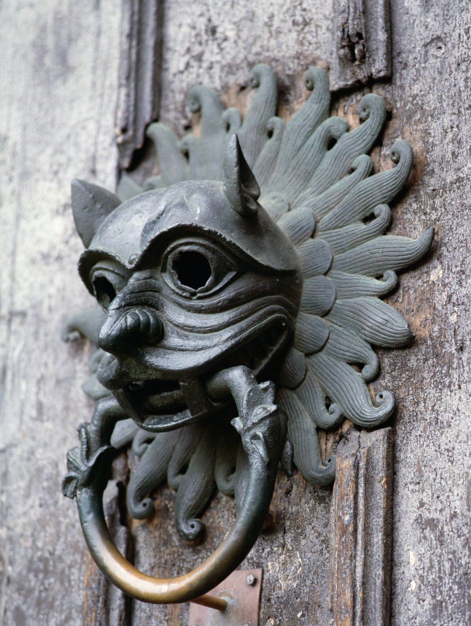 Durham Cathedral Sanctuary Knocker, cópia do original em bronze do século 12 (foto) de School English