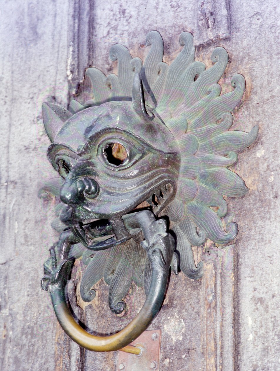 Durham Cathedral Sanctuary Knocker, cópia do original em bronze do século 12 (foto) de School English