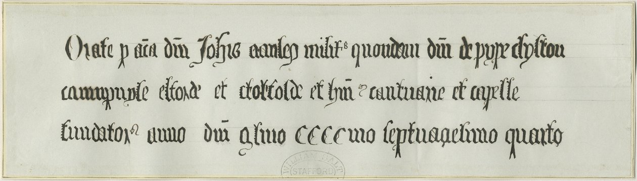 Igreja Elford: Túmulo de Sir John Stanley: desenho a tinta e caneta, nd [?19 cent] (desenho) de School English