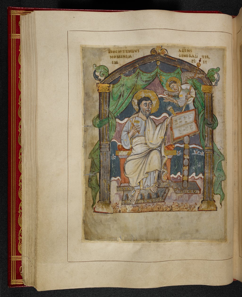 Retrato evangelista de São Mateus dos Evangelhos de Æthelstan (também conhecidos como Evangelhos da Coroação) de School English