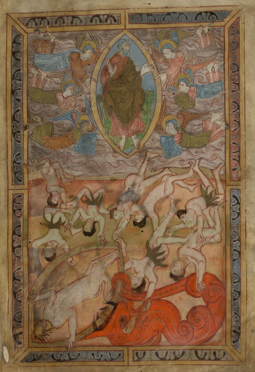 Génesis, Hexateuco inglês antigo, Cotton MS Claudius B IV f.2r, c.1025-1200 (tinta sobre pergaminho) de School English