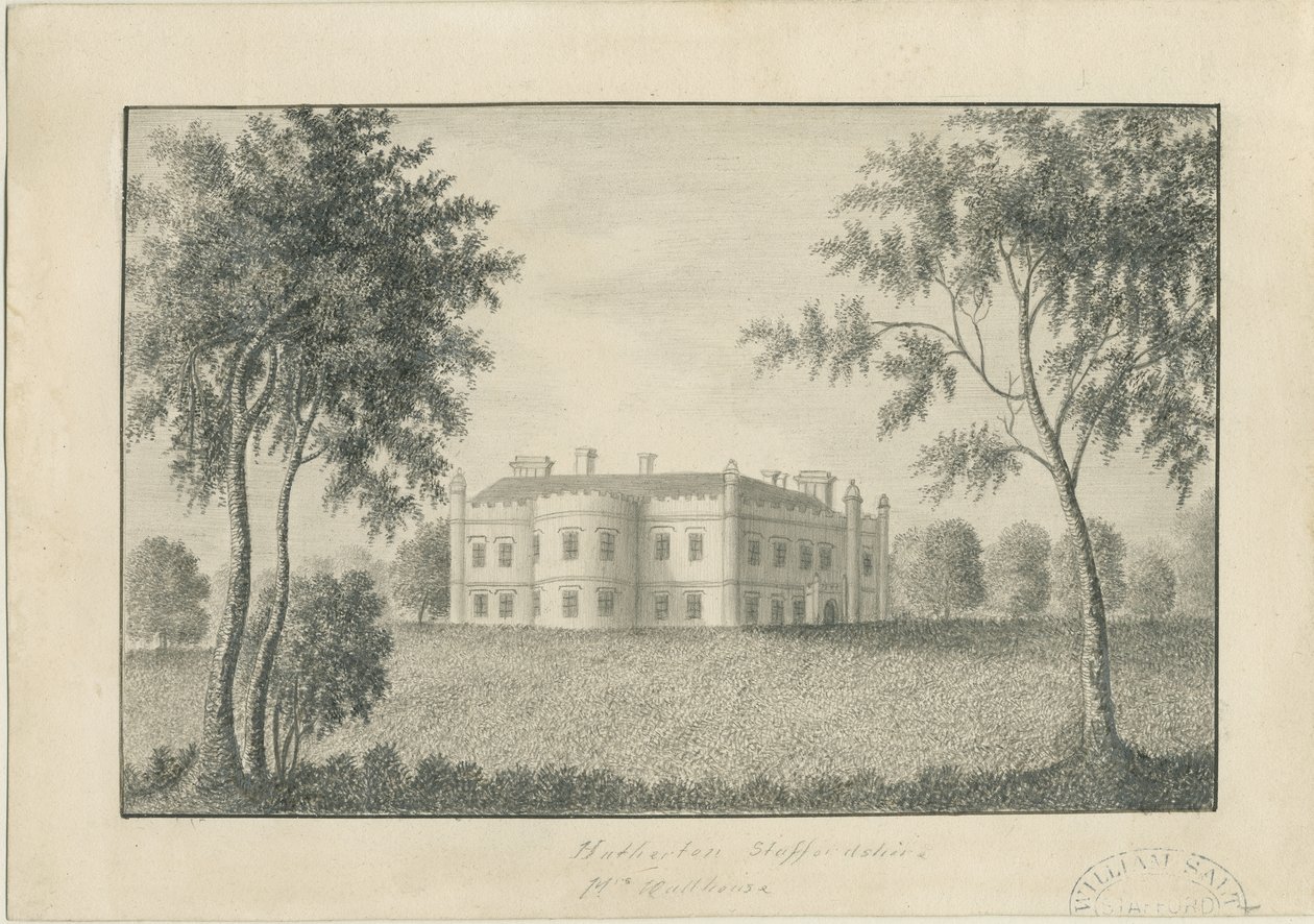 Hatherton Hall: desenho a lápis, nd [c 1860] (desenho) de School English