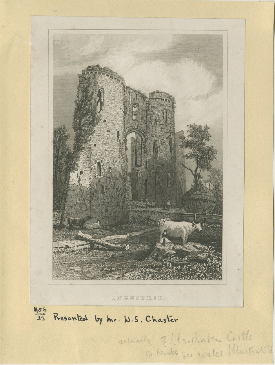 Ingestre - Castelo: gravura em aço, nd [?19 cent] (estampado) de School English