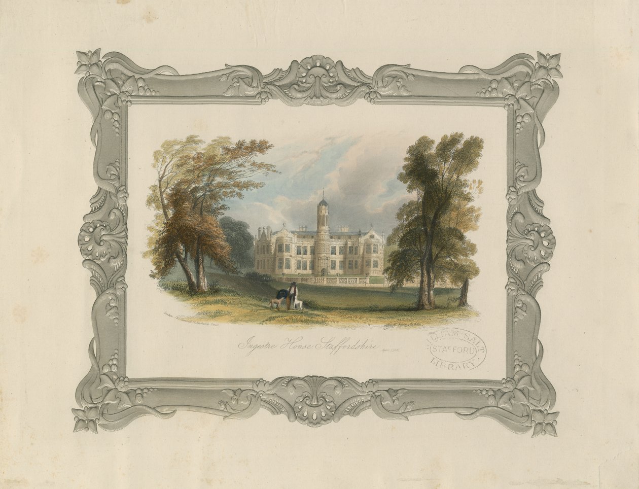 Ingestre Hall: gravação em aço (cor da mão) de School English