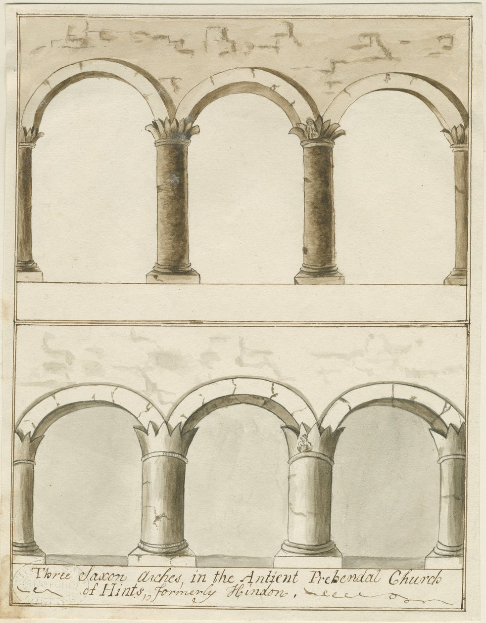Interior da Igreja Hints: desenho a caneta e tinta, sd [c 1750] (desenho) de School English