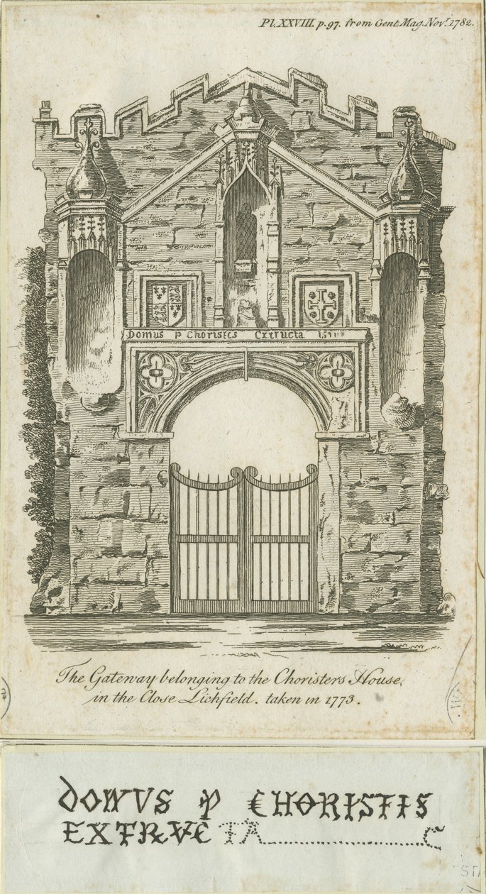 Lichfield - Porta de entrada da Casa dos Coristas: gravação de School English