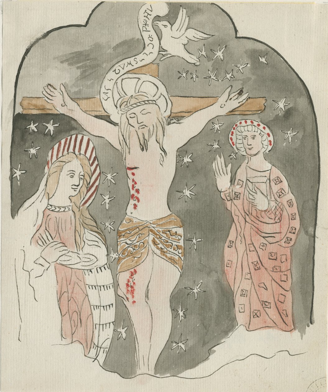 Lichfield - Representação da Crucificação (Greyfriars): pintura aquarelada, nd [?late 18th cent] (pintura) de School English