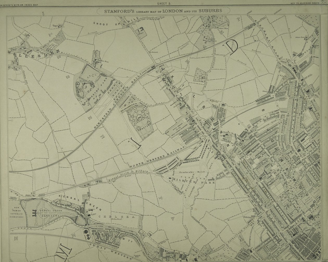 Mapa de Willesden, Londres (litho) de School English