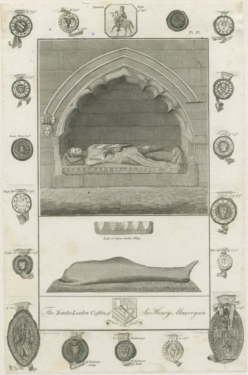 Mavesyn Ridware - Túmulo de Sir Henry Mavesyn: gravura de School English